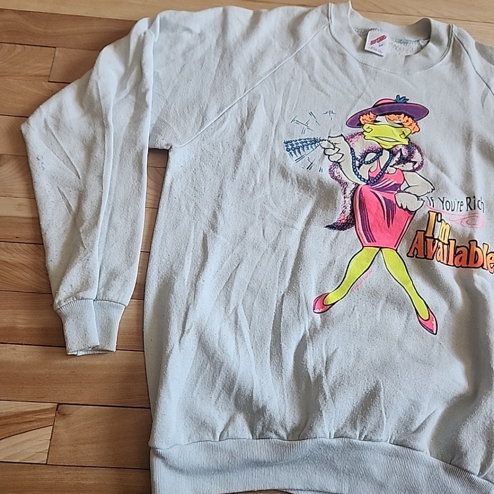 White Graphic Sweatshirt with Cartoon Print - Picture 5 of 13